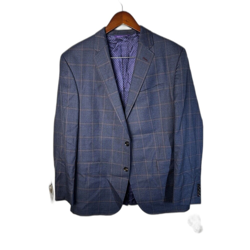 Ted Baker Endurance Suit Jacket 44R Mens Blue Brown Plaid Wool Blazer Canada
